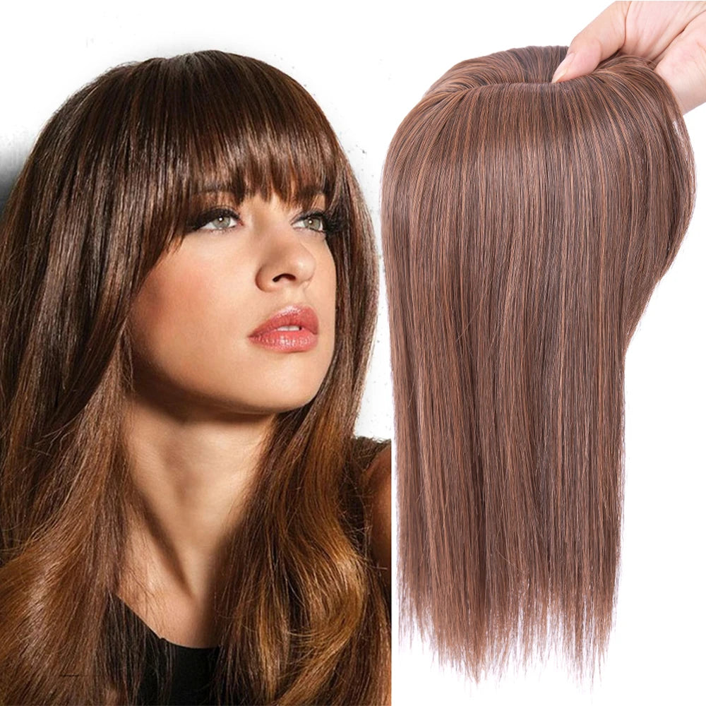 Hot Selling Natural Clip on Hairpieces Closure Topper Toupee Synthetic Hair Pieces for Women Thinning Hair Loss Cover Gray Hair