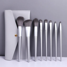 8-Piece Makeup Brush Set Soft Wood Handle Includes Fan Brush Eyeliner Concealer Brushes for Face Makeup-Beginner's Complete Set