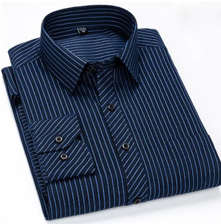 Size 9XL 8XL 7XL Mens Casual Business Long Sleeved Shirt Classic Plaid Striped Male Social Dress Oversized Shirts