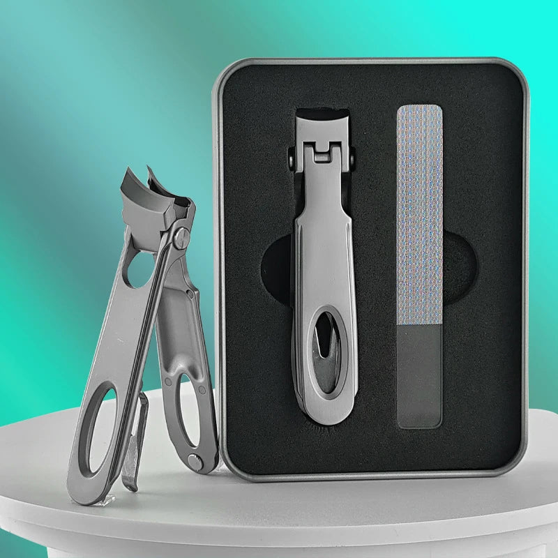 Manicure Kit Stainless Steel Nail Cutter Set Man Large Size Wide Jaw Finger Toe Nail Clippers with File Carry case