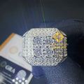 Fashion Rapper Style Hip Hop Jewelry White Gold Plated 925 Silver Iced Out VVS1 Moissanite Diamond Finger Square Ring Man