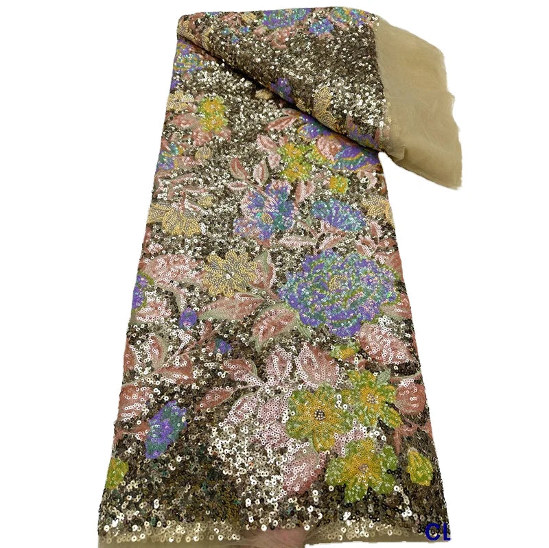 NI.AI Boys Girls Bridal Terry Fabric Sequin Embroidery Tricot Knit Woven 100% Polyester Colorful Printed Wedding Dress