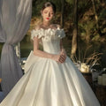 AL1090 Satin 2022 New White Ball Gown Wedding Dress for Women Super Fairy Luxury Large Tail Lace Main for Bride Sen Wedding