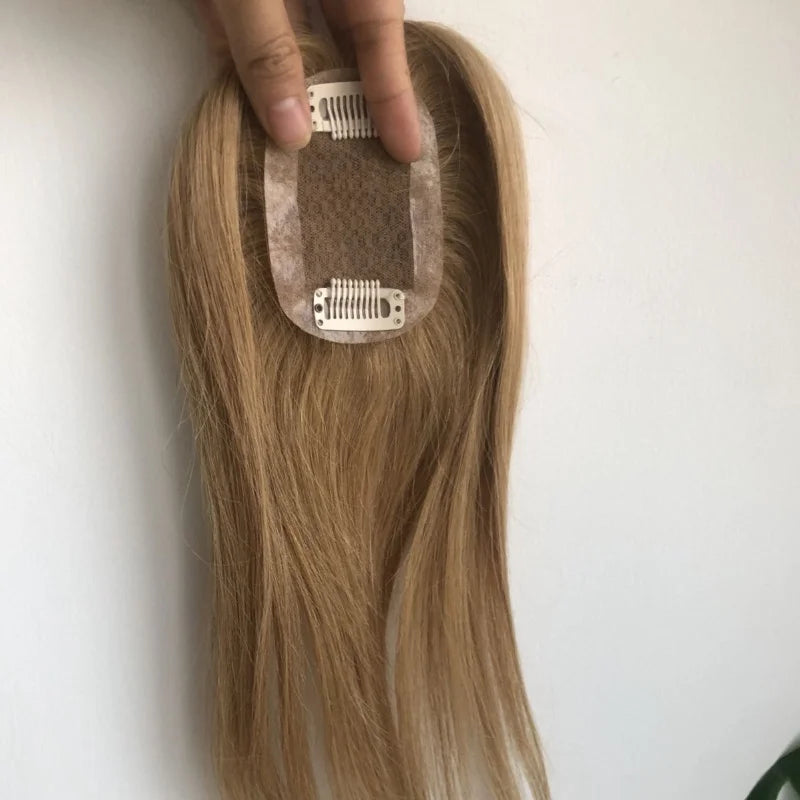 EMEDA Cheaper Honey Blonde #27 Mini Hair Topper Clip in for Hair Thinning Human Hair Toppers for Women