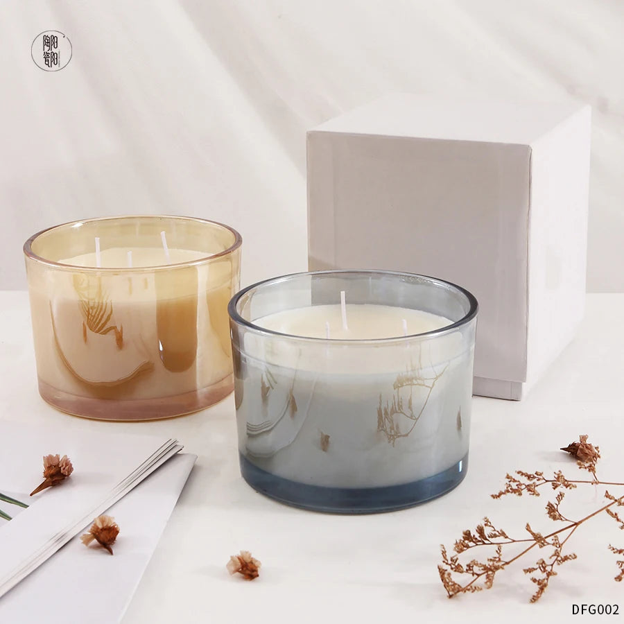 17.7oz Private Label 3 Wick Nordic Style Handmade Glass Empty Large Candle Jars for Home Decoration