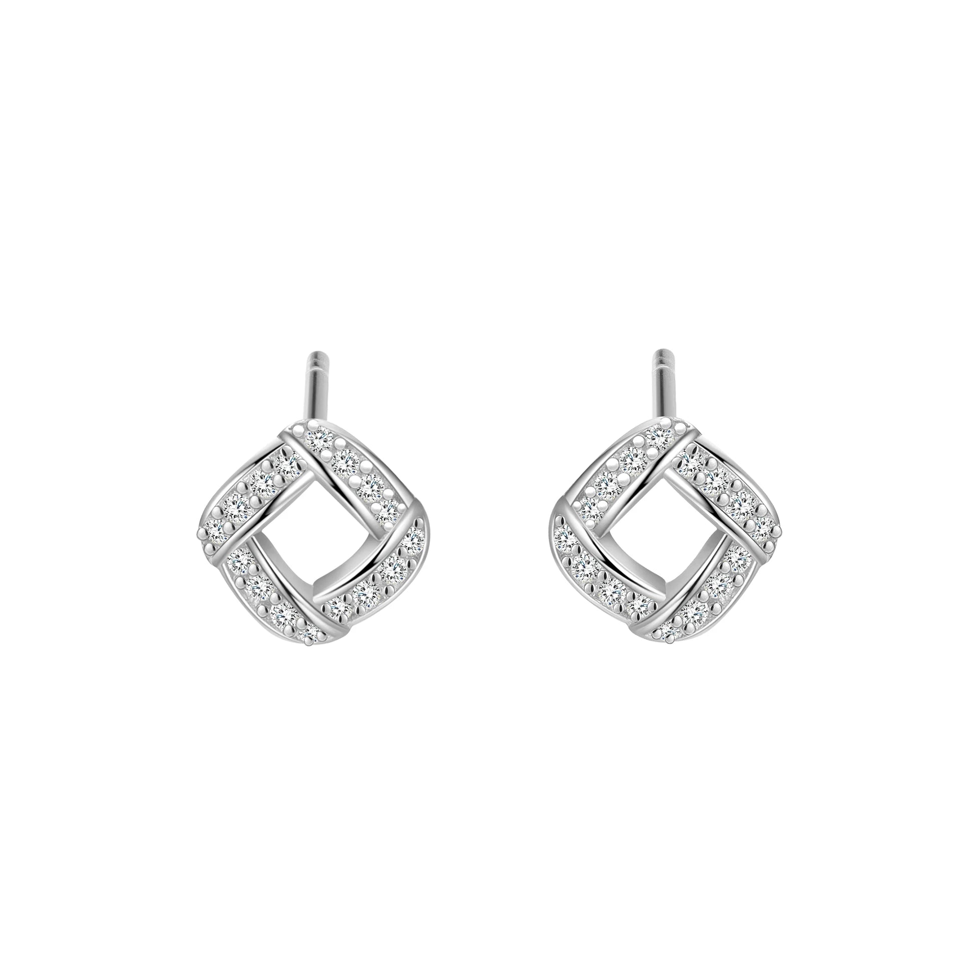 Trendy Earrings 925 Sterling Silver Cubic Zirconia Geometric Hollow Simple Stud Earrings Set for Women Fine Jewelry Wholesale