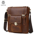 SCHLATUM Customise logo Crazy Horse Genuine Leather Mens One Strap Shoulder Messenger Bag