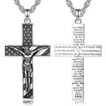 Merryshine 925 Sterling Silver Men American Flag Cross Pendant Necklace Religious Protection Jewelry for Women