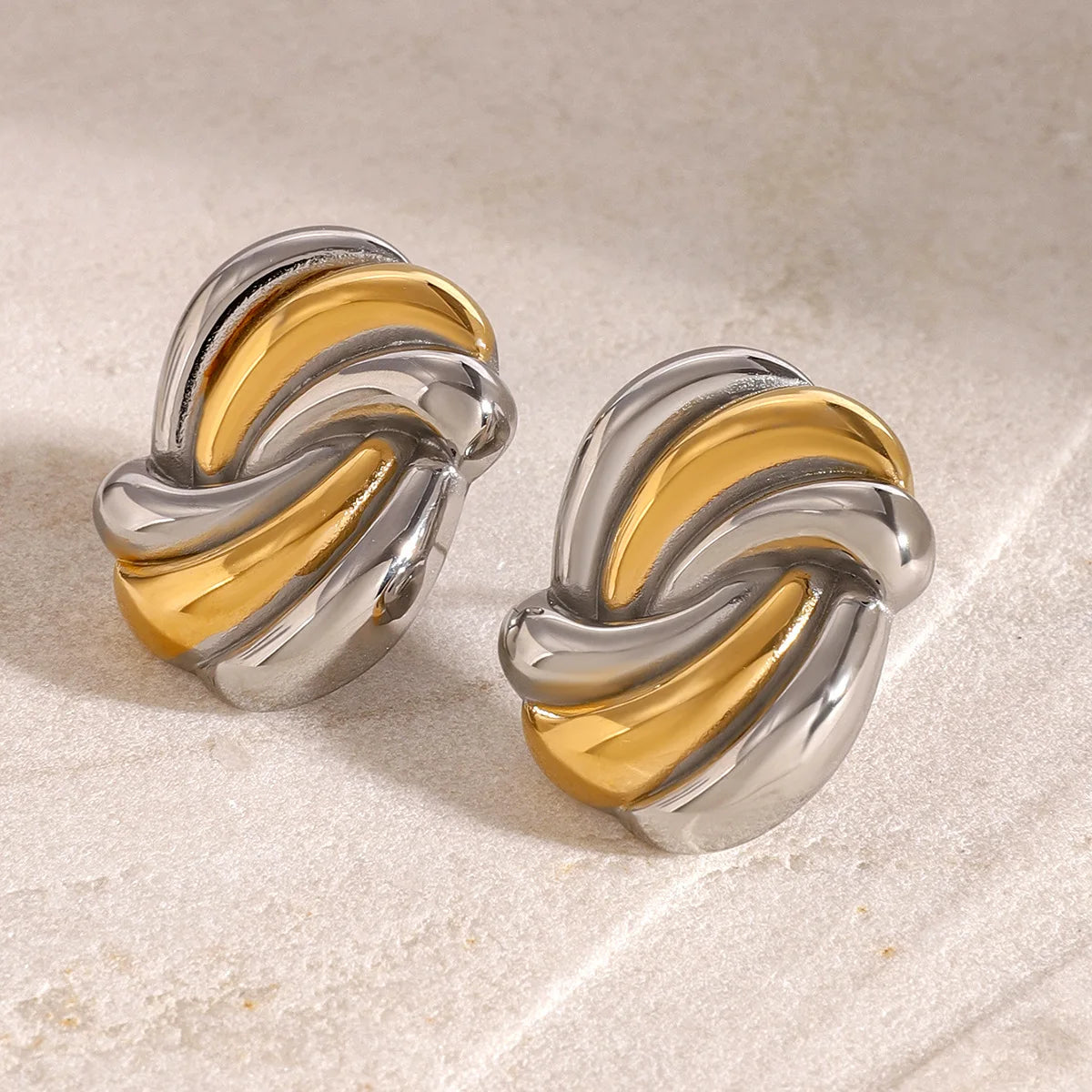 Huggie Hoop Earrings 18k Gold Plated Stainless Steel Wave Color Collision Waterproof  Women's Fashion Jewelry