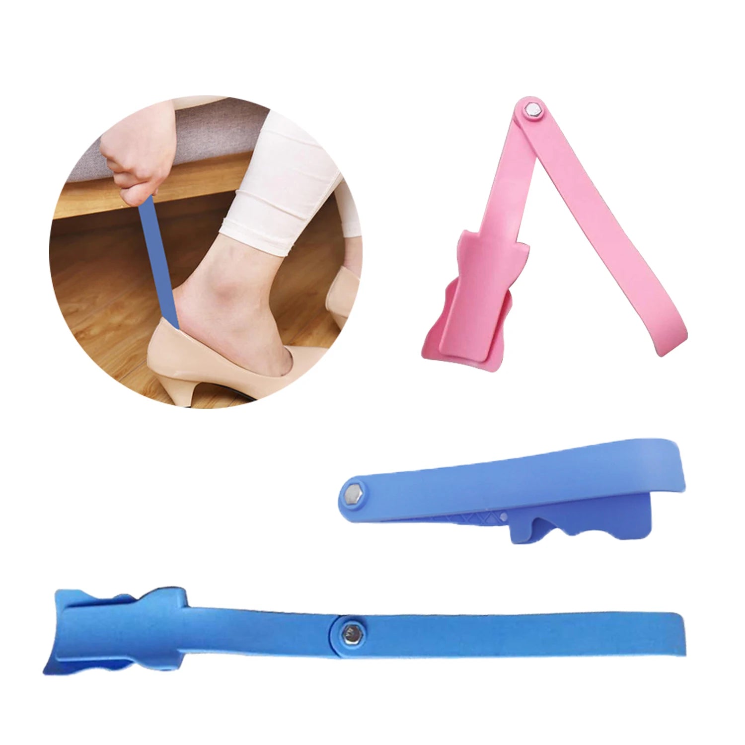 Portable Plastic Shoe Horn with Handled Sock Aid Shoe Lifting Helper for the Disabled Lazy Shoe Helper Genre Shoehorn Tools
