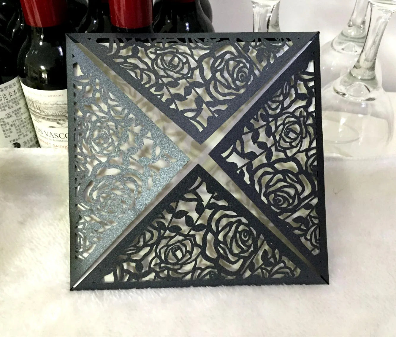 Wholesale Laser Engraved square Paper Crafts Factory Wedding Supplies  Invitation Card
