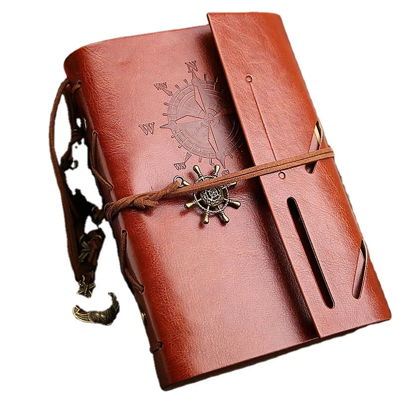 Retro Traveler's Notebook and Journal Diary Planner Note Book PU Leather Pirate Anchors Spiral Journal Notebooks Stationery Gift