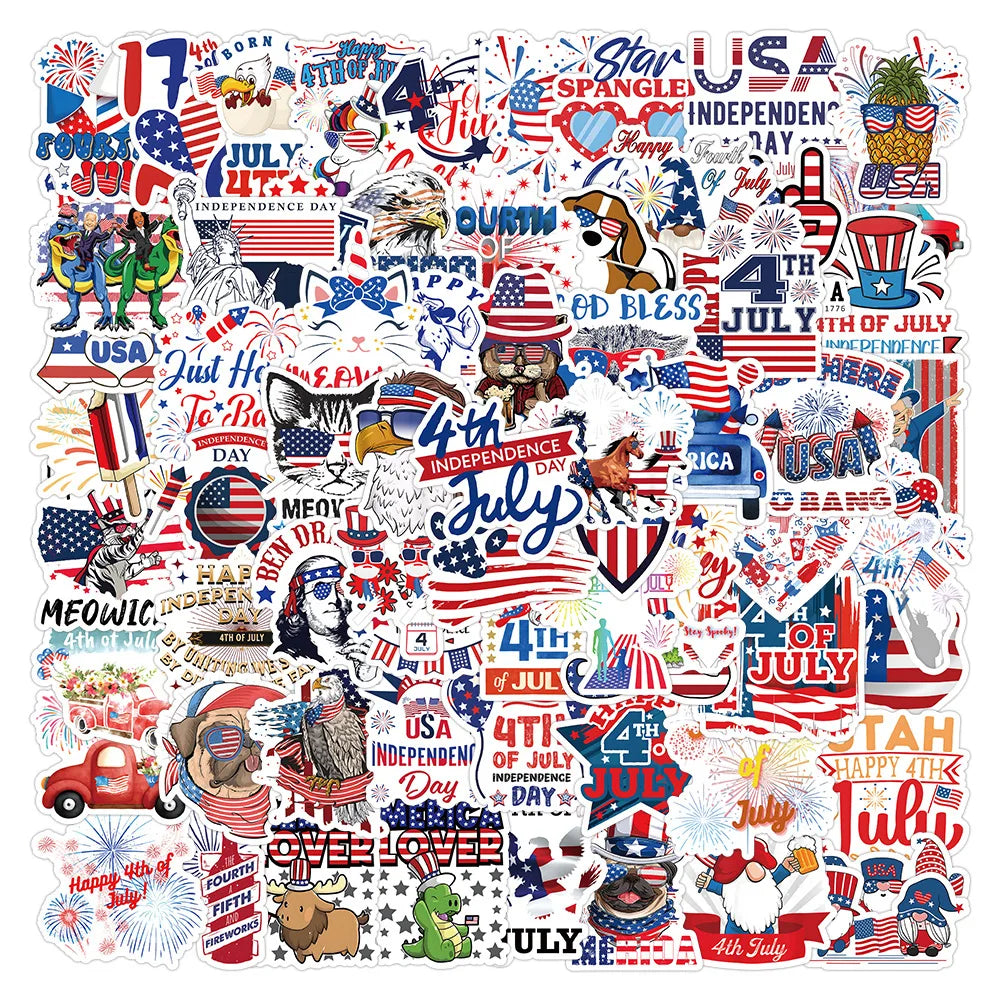 100PCS American patriotic flag 4TH OF JULY American Independence day sticker