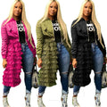 2020 New Arrivals Winter Fashion Zipper Jacket Dress Layered Mesh Ruffle Long Coat Outwear