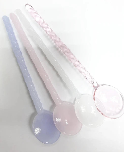 New Design Colorful Borosilicate Eco-Friendly Lampwork Measuring Glass Spoon 15cm American Style for Party Use