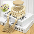 Handmade Wood Tassel Bead Garland With Jute Rustic Wall Rattan Wooden Beads Wall Hangings Big Boho Gift Ornament Home Decoration