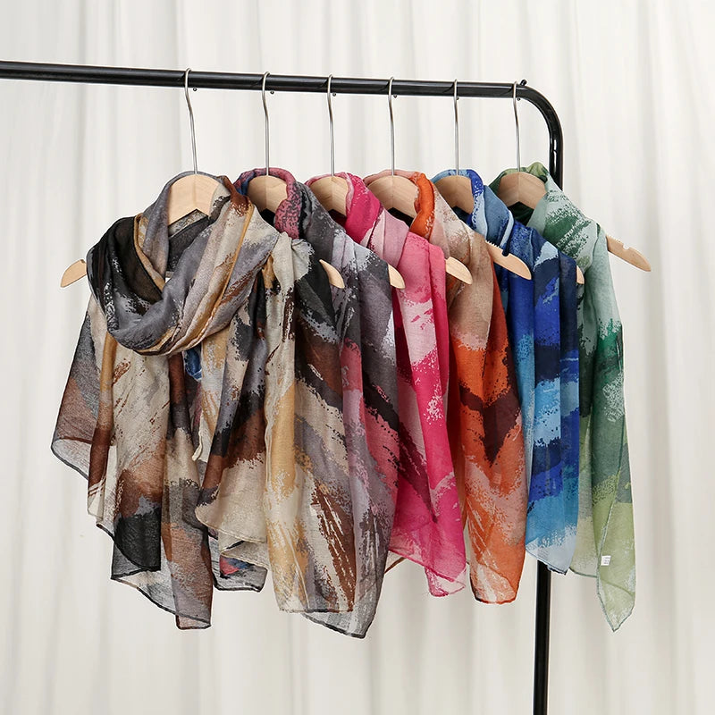 Wholesale Color Contrast Gradient Muslim Headscarf Women Scarves Shawls Printed Shawl Viscose Hijab