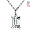 Wedding Jewelry Women White Gold Plated 925 Sterling Silver 1ct Emerald Cut Moissanite Diamond Solitaire Pendant Necklace