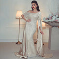 Ruolai ASA-SS86 Luxury Dubai One Shoulder Beading Evening Dress Long Sleeve Strapless Prom Party Dress With Sweep Train