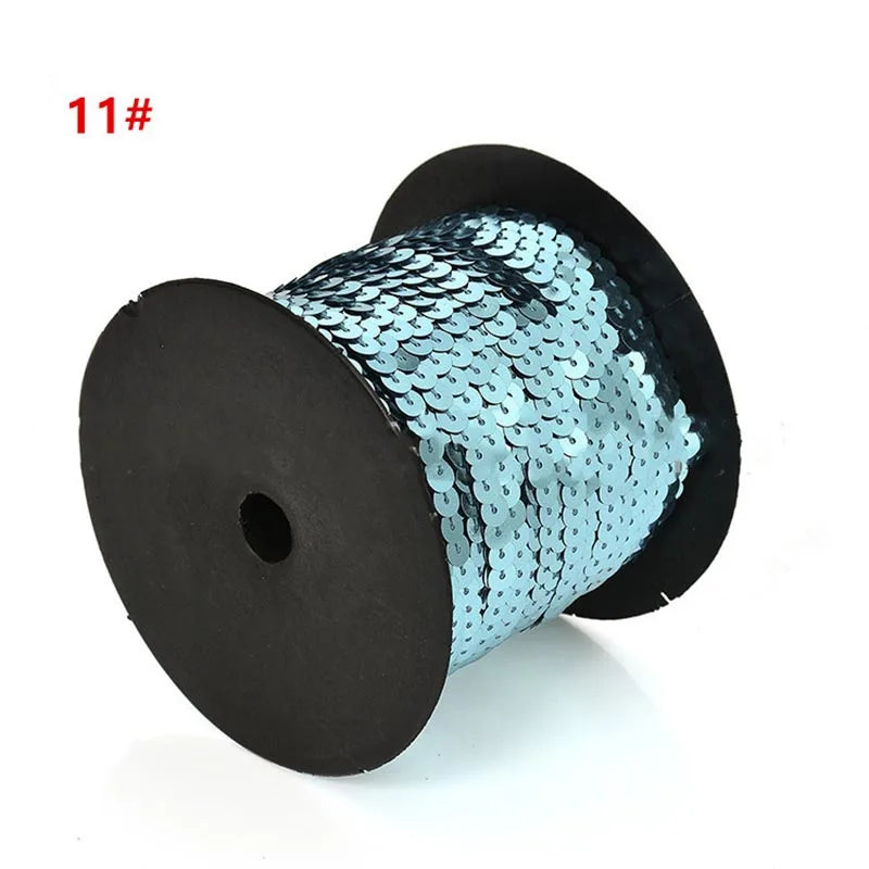6mm 100y Garment Craft PVC Sequins Accessories Assort Colours Costume Dress Bag Hat Beaded Lace Trims Round Flat Cord Sequins