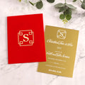 Luxury Gold Mirror Acrylic Invitation Cards with Gold Foil Premium DIY Wedding Ideas Red Velvet Envelopes Made of Paper