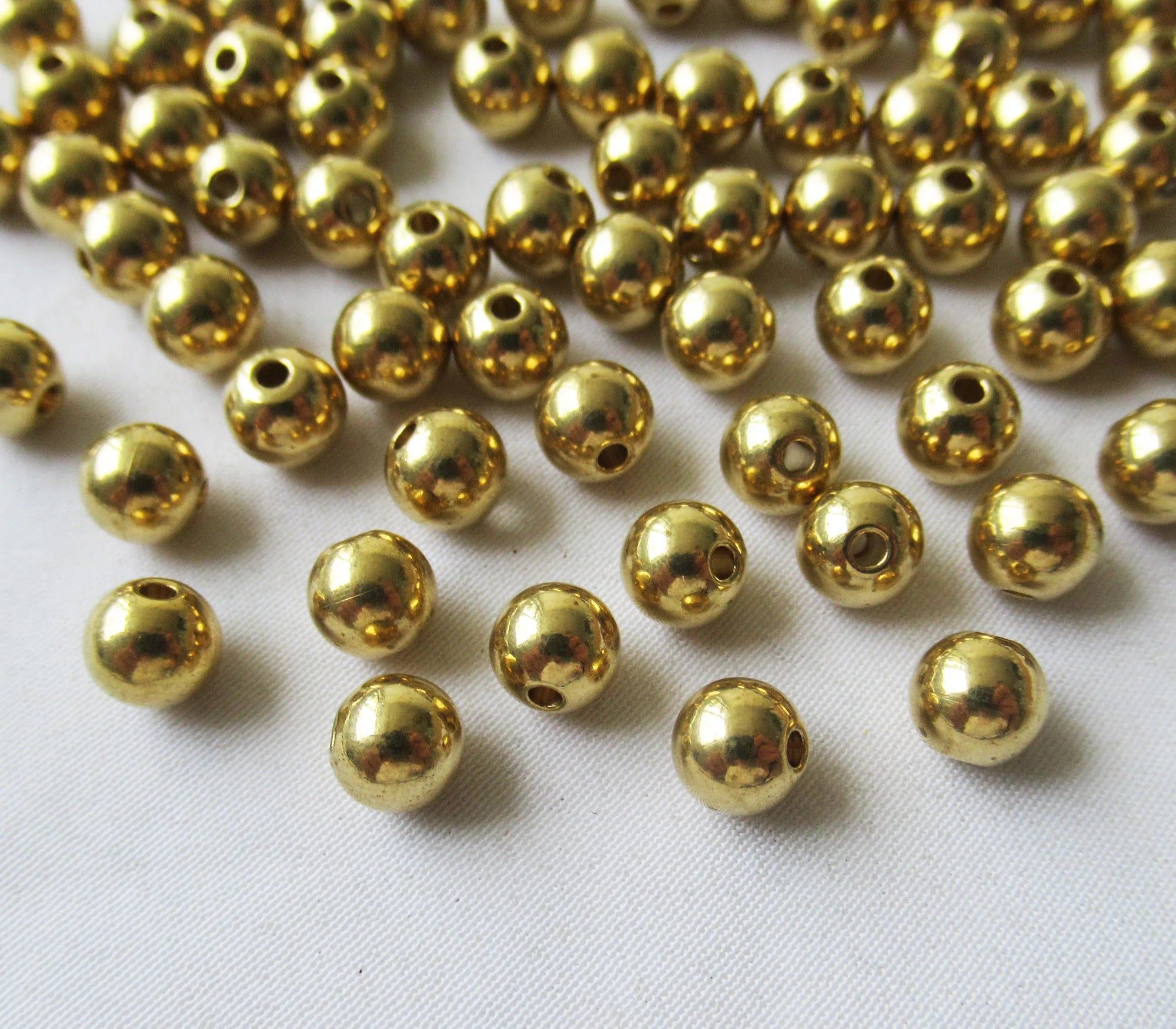Solid Brass Beads 6mm Round Spacer 1.5mm Hole Loose Beads for Jewelry Making