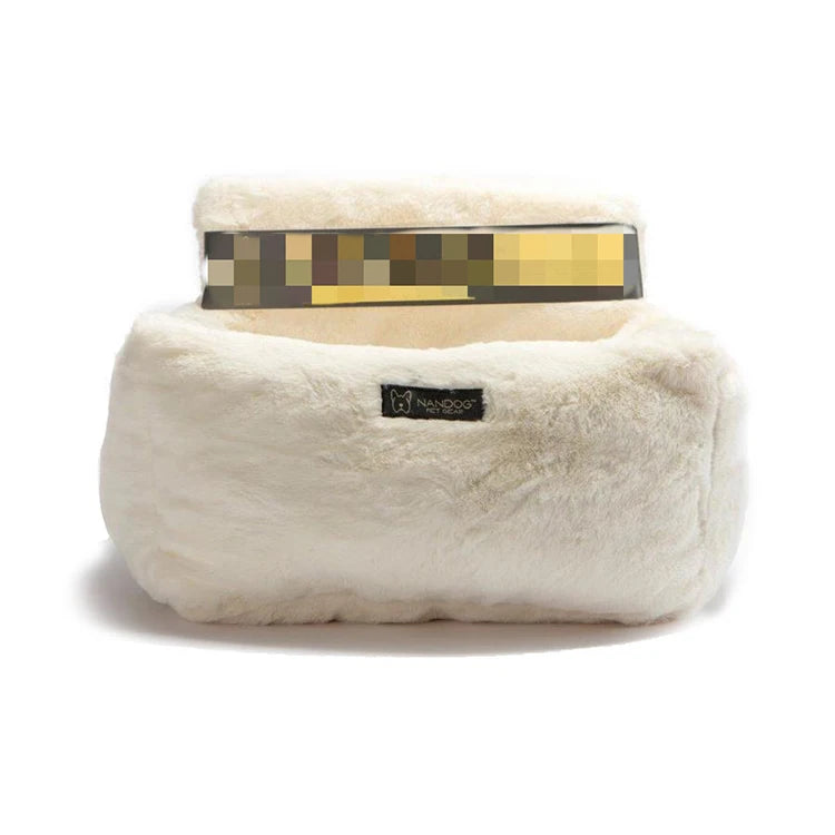 2024 Wholesale High End Luxury Dog Seat Car Ultra Soft Ivory Cloud Soft Cuddly Fabric Safety Seat Belt Dog Car Seat