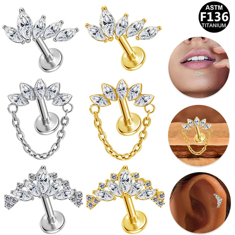 Gaby New Arrive G23 Titanium Sexy Design Internal Thread Labret Ring Lip Ring Piercing Titanium Body Jewelry