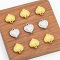 Custom Mini Heart Shape 18K Gold Plated Embossed Pattern Pendant Vintage Stainless Steel Components for Children's Wedding