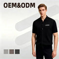 Custom Screen Print Men's Slim Fit Solid Short Sleeve Button Knit Turn-Down Collar Cardigan Shirt