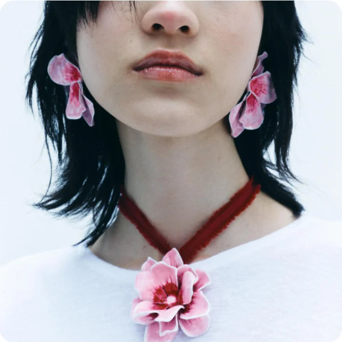 New ZA Colorful Convex Metal Flower Pendant Earring Necklace Set for Women Drip Oil Alloy Floral Long Adjustable Strap Necklaces