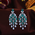Elegant Light Blue White Cubic Zirconia Popular Bohemian Long Tassel Dangle Drop Earrings for Lady Wedding Party Wear Jewelry