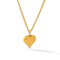 New Simple Fashion Non Tarnish 316L Stainless Steel 18k Gold Plated Heart Pendant Jewelry Women Necklace