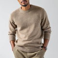 Men's Ultra-Soft Alpaca Wool Crew Neck Pullover Winter Insulating Sweater Hypoallergenic and Anti-Wrinkle Breathable