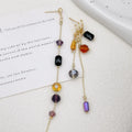 Colorful Crystal Asymmetrical Long Tassel Earrings for Women Retro Hong Kong High-End Feeling Trendy Subtle Tempered Earrings
