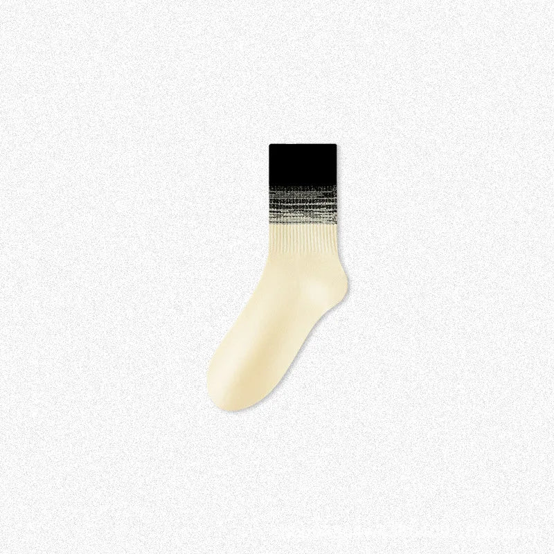 Medium Tube Pure Cotton Thin Breathable Yoga Fitness Gradient Color Socks