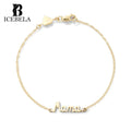 ICEBELA Trendy Stylish Fine Jewelry Custom Mother's Day Jewelry 925 Sterling Silver Gold Plated Letter Chain Bracelet for Women
