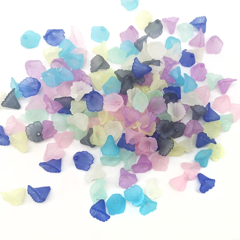 100pcs Transparent Plastic Beads Spacer Loose Flower Bead Caps for DIY Craft Necklaces Bracelets Jewelry