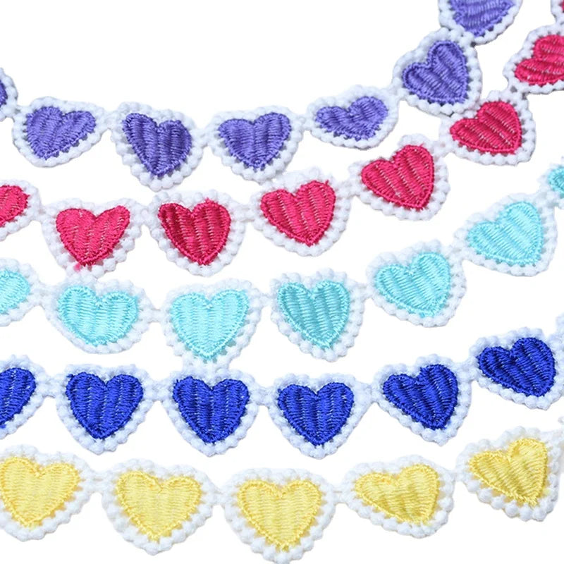 25mm Polyester Textile Sewing Embroidery Lace Water Soluble Neck Children Clothing Decoration Milk Silk Fabric Heart Lace Trims