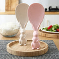 Non-stick Cute Cartoon Rabbit Rice Spoon Plastic Wheat Straw Kids Children Kitchen Hollow Rice Food Spoon