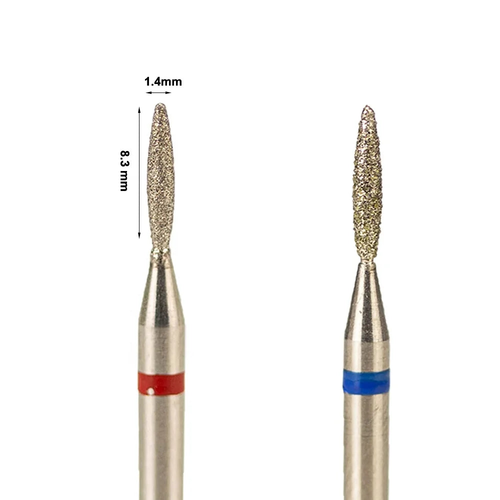 Fine Medium Rotary Burrs Safety Wholesale 1.4*8.3mm Mini Needle Flame Efile Manicure Cuticle Russian Diamond Nail Drill Bits