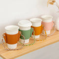 Custom Fashion Creative Coffee Camping Cup Custom Cute Novelty Leather Cover Design Travel Mug with Lid
