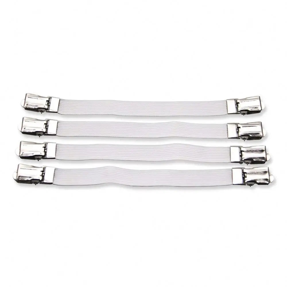 4 Pcs Bed Sheet Clips Braces Metal Clips Elastic Fasteners Grippers Sheet Mattress Corner Straps Ideal for Ironing Board Covers