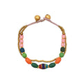 Bohemian Handmade Tibetan Style Multi Natural Beaded Bell Woven String Women's Bracelet