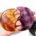 Natural Hand Carved Fluorite Moon Face Crystal Spiritual Healing Stone for Spiritual Crafts