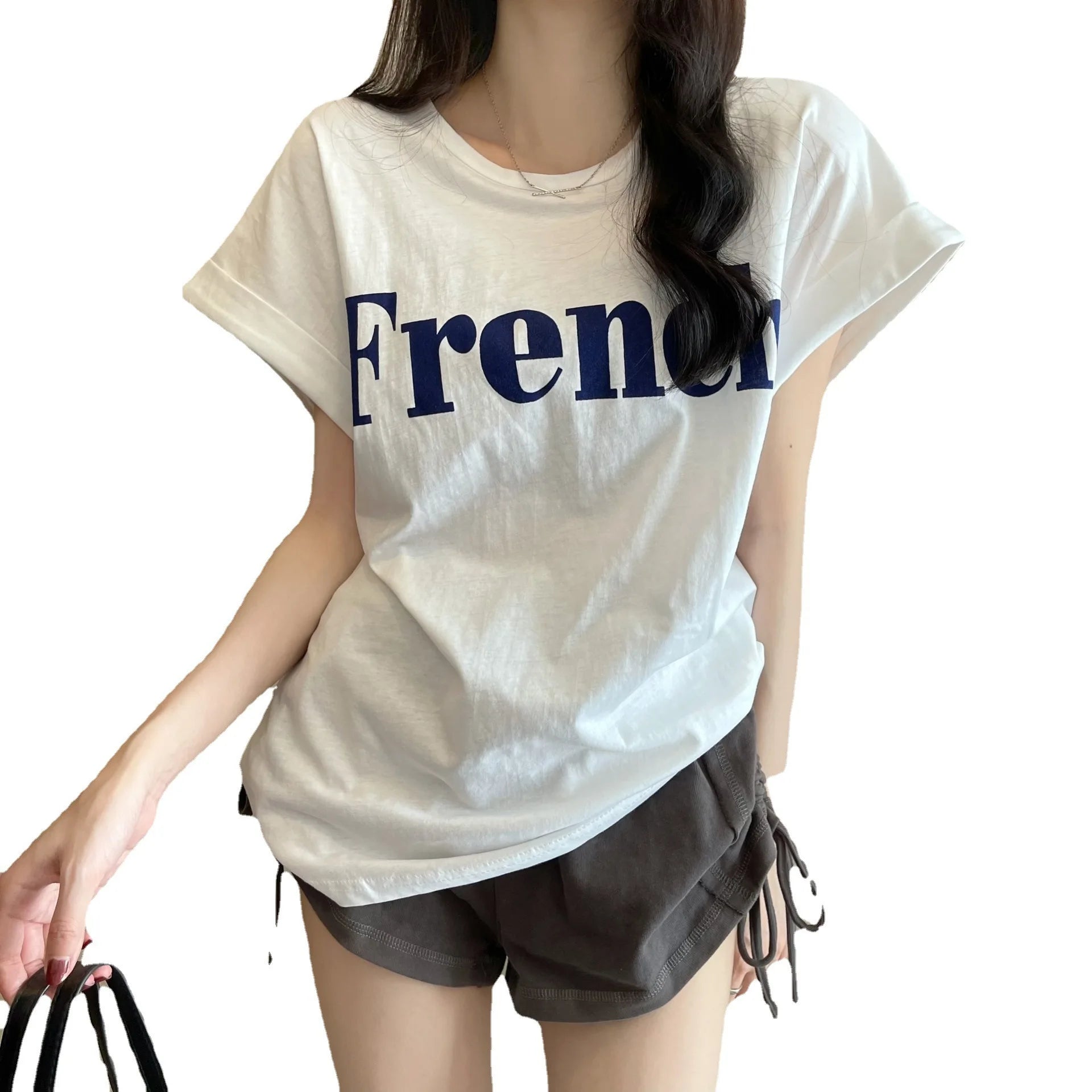 Summer Trendy American Retro T-Shirt for Women Unique Casual Print Design Short Sleeve  Loose Top New