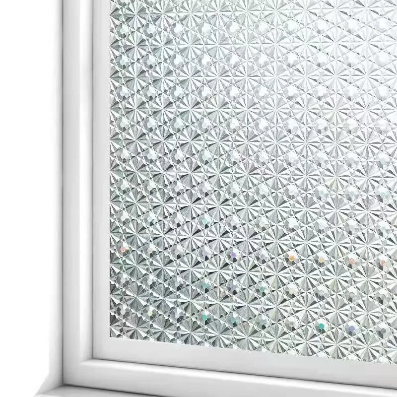 Static Cling Triangle Pattern Window Film Non-Glue Reusable Decorative Frosted Privacy for Bedroom Vinyl Decals