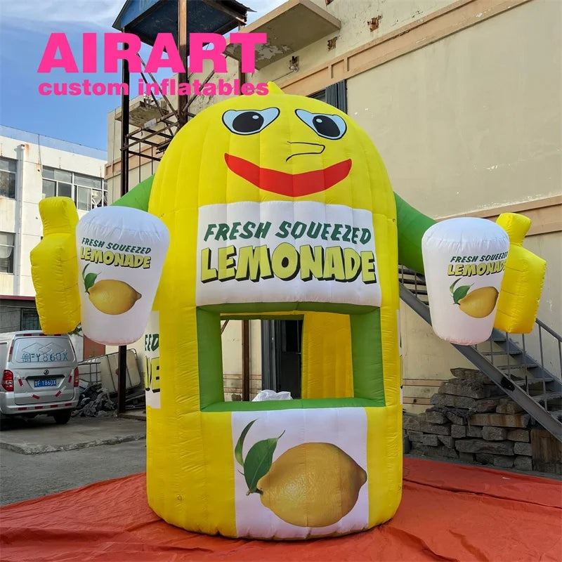Lemonade Stand Inflatable Booth Custom Inflatable Cartoon Lemon Kiosk for Juice Sale