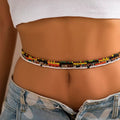 SHIXIN Fashion Color Contrast Sexy Beaded Women's Waist Chain Summer Beach Bikini Rice Bead Elastic Body Jewelry Chain Set