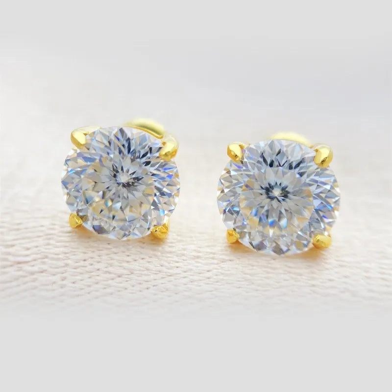 Classic Screw Back GRA Certificated 925 Sterling Silver VVS Diamond Moissanite Stud Earrings for Men Women